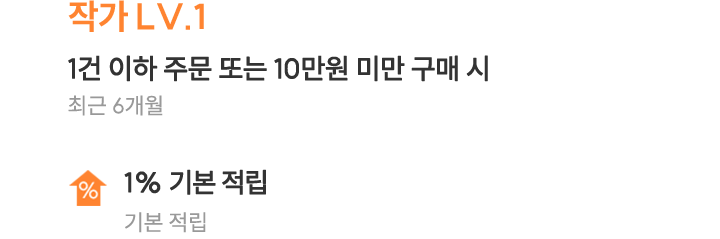 LV.1 신규가입, 1건 이하 주문, 10만원 미만 구매 시